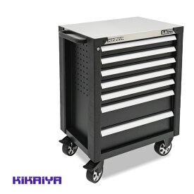 ツールキャビネット ステンレス 天板 7段 ツールワゴン ブラック 頑丈 高耐久 ロールキャビネット 作業台 工具箱 収納ボックスTBRS-7B KIKAIYA