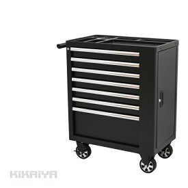 ツールキャビネット ツールワゴン 7段 サイドBOX ブラック 艶なし ローラーキャビネット マット ロールキャビネット ツールボックス サイドドア 工具箱 収納ボックス TBD-7BB KIKAIYA