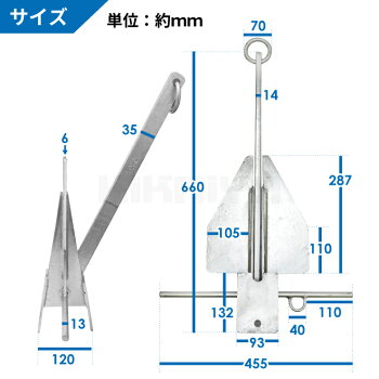 【スーパーセール期間限定300円クーポン】アンカー7kgダンフォース型錨碇いかり船体長目安18~25ft5.5~7.5mフリュークボートヨットプレジャー艇小型船舶砂泥砂利KIKAIYA