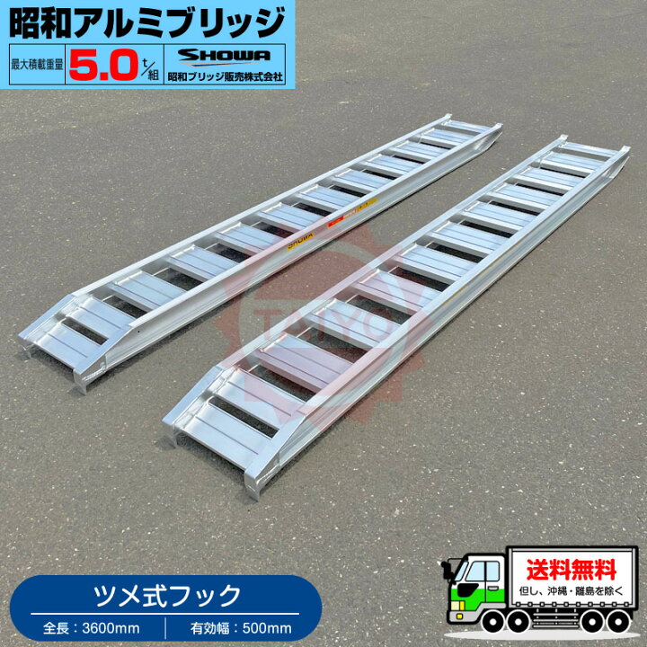 楽天市場】5t/セット【全長3600・有効幅500(mm)】昭和アルミブリッジ  