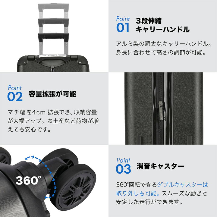 楽天市場】日本製 スーツケース Sサイズ 機内持込 軽量 拡張 グリップ 