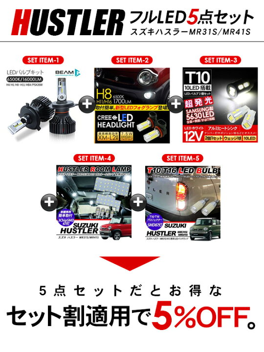 楽天市場】ハスラー MR31S 41S LEDパーツ 5点セット ヘッドライト 