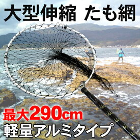 【P10倍 6/4～スーパーセール開催】タモ網 ランディングネット 伸縮式 最大290cm 大型タイプ アルミ製 釣り具 釣り用品