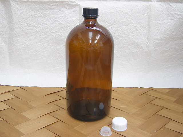 アロマにもおすすめ 茶色の大きめ遮光瓶 遮光瓶 B3アンバー1000ml 品質は非常に良い キャップ付 メーカー直送