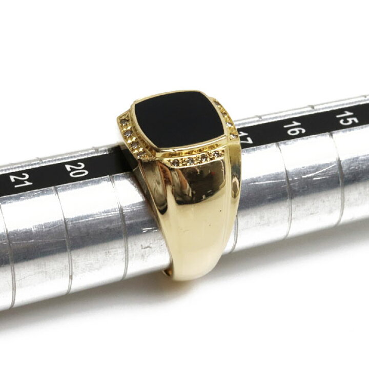18K ブラックオニキス 印台リング 指輪 6.1g