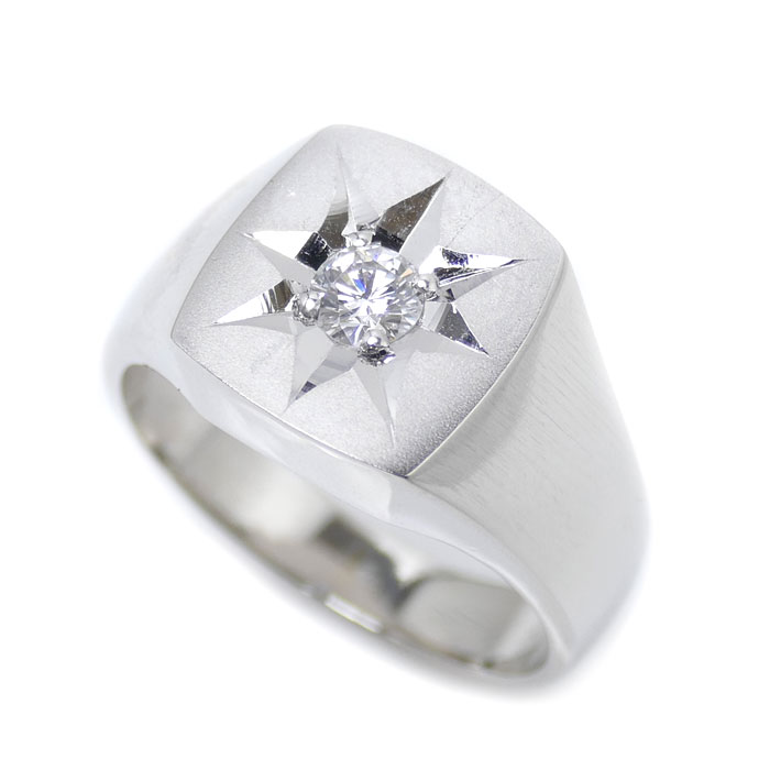 値段が激安 Pt900プラチナ 印台 リング・指輪 ダイヤモンド0.24ct 18.5