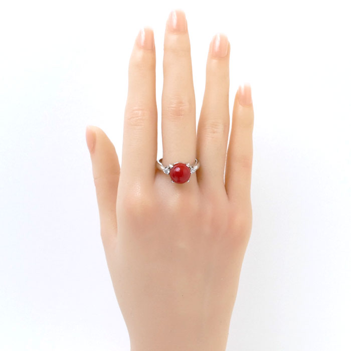 楽天市場】Pt900プラチナ リング・指輪 サンゴ約10.3mm ダイヤモンド