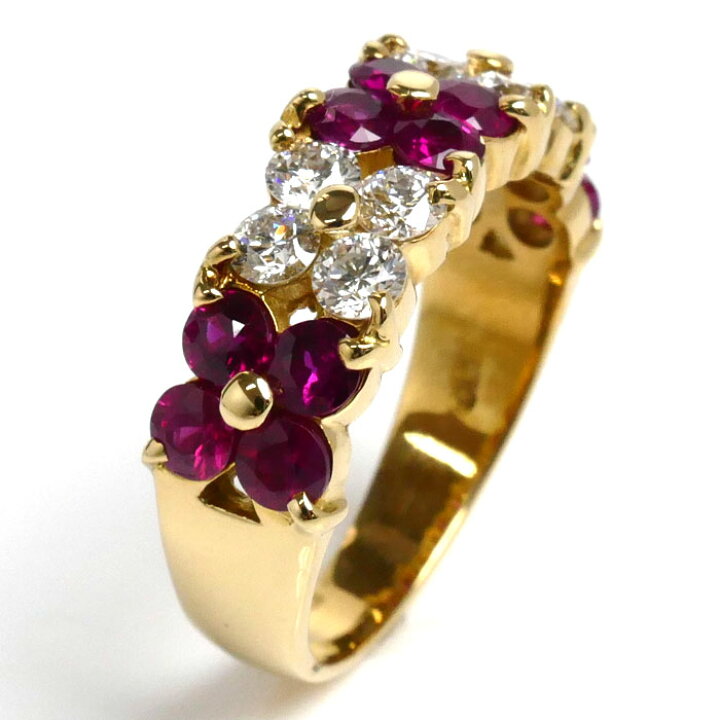 楽天市場】K18YG イエローゴールド ルビー ダイヤ リング・指輪 ルビー  