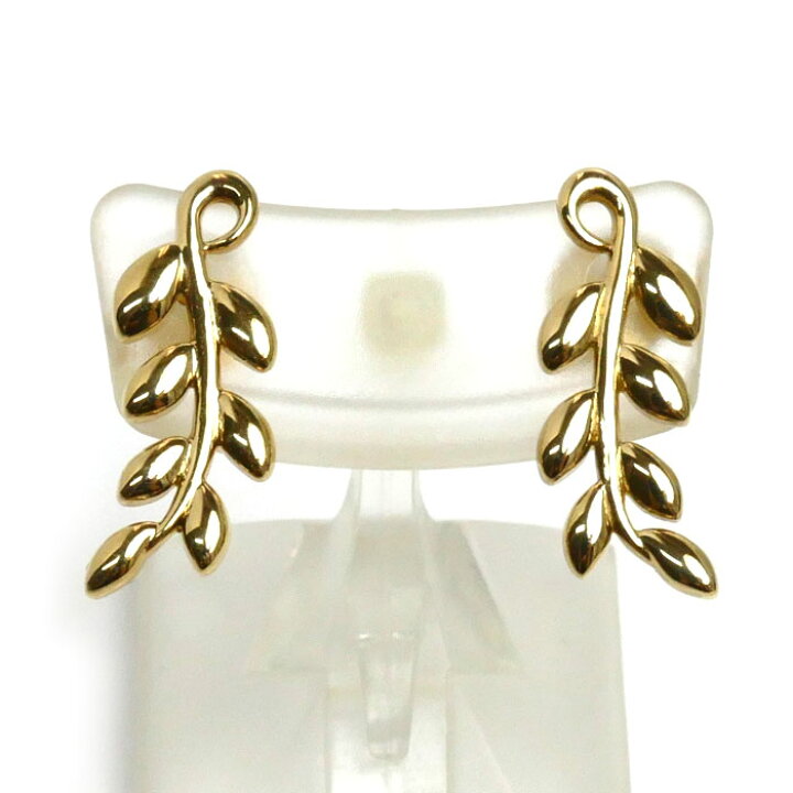 ティファニー オリーブリーフクライマーピアス Ꮶ18イエローゴールド  