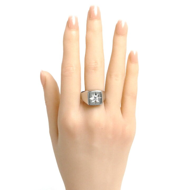 楽天市場】Pt900プラチナ 印台 リング・指輪 ダイヤモンド0.34ct 23号 