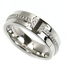 TIFFANY&Co. ティファニー K18WG ホワイトゴールド T TWO ナロー ワイド フルダイヤ リング・指輪 60150928 ダイヤモンド 9号 6.7g レディース【中古】