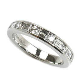 【エントリーでポイント5倍！】TIFFANY&Co. ティファニー Pt950 チャネルセッティング ハーフサークル ダイヤ リング・指輪 ダイヤモンド 9号 5.4g レディース 中古 美品
