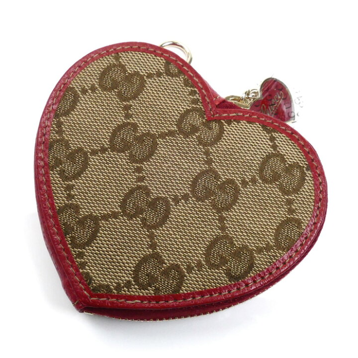 GUCCI グッチ ハート コインケース ベージュ レッド 152615 レディース  
