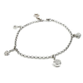 Ponte Vecchio ポンテヴェキオ5モチーフ K18WG ホワイトゴールド アンクレット ダイヤモンド0.11ct ダイヤモンド0.07ct ダイヤモンド0.125ct 12.4g 25cm レディース【中古】