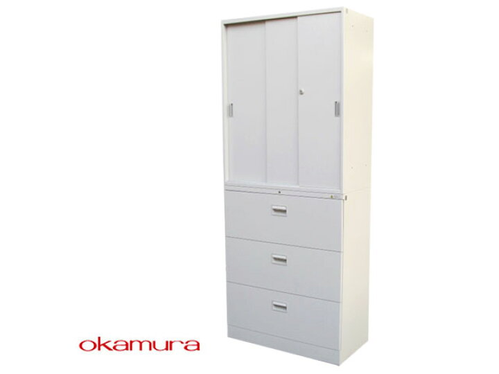 楽天市場】【中古】オカムラ 42シリーズ 3枚引違/3段ラテラル 上下書庫 