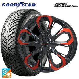 トヨタ ヤリス(10系)用 185/55R16 83H グッドイヤー ベクターフォーシーズンズ ハイブリッド レイシーン プラバ 5X レッドクリア 新品オールシーズンタイヤホイール 4本セット