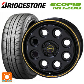 【最大3万円OFFクーポン 6/11 1:59迄】215/50R17 91V ブリヂストン エコピア NH200 正規品 # 共豊 PPX MIL8(ミル8） セミグロスブラック×イエローライン 17-7J 国産車用 サマータイヤホイール4本セット