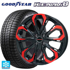 【最大3万円OFFクーポン 6/11 1:59迄】トヨタ ノア(90系)用 215/45R18 89Q グッドイヤー アイスナビ8 レイシーン プラバ 5X レッドクリア 新品スタッドレスタイヤホイール 4本セット