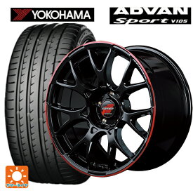 ミツビシ アウトランダー(5LA GNOW)用 235/60R18 107W XL ヨコハマ アドバンスポーツ V105 RMPレーシング R27 ブラック/リムレッドライン 新品サマータイヤホイール 4本セット