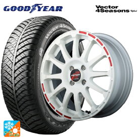 トヨタ ヤリス(10系)用 185/55R16 83H グッドイヤー ベクターフォーシーズンズ ハイブリッド アールエムピーレーシング GR12 ホワイト／ストロボレッド 新品オールシーズンタイヤホイール 4本セット