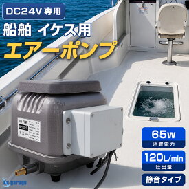 いけす エアーポンプ DC24V電源用 65w 最大吐出量 120L/min 浄化槽 ブロワー 電磁式ダイヤフラム方式 屋外用 ポンプ 船 ボート 船舶用 生簀 エアポンプ 活魚 生き餌 ぶくぶく エアーレーション 静音 低振動 モデル
