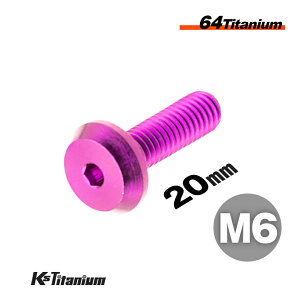 チタンボルト M6×20 P1.0 紫 1本 64チタン テーパーヘッド ボタンボルト M6 全ネジ バイク レストア パーツ チタン カスタム ドレスアップ 旧車 レストア 修理 部品