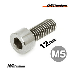 チタンボルト M5×12 P0.8 シルバー 1本 64チタン キャップボルト 全ネジ Ti-6Al-4V Gr5 チタン合金 バイク パーツ 自転車 ボルト M5 チタン カスタム ドレスアップ 旧車 レストア 修理 部品