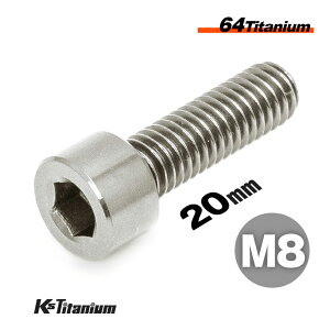 チタンボルト M8×20 P1.25 シルバー 1本 64チタン キャップボルト 全ネジ Ti-6Al-4V Gr5 チタン合金 バイク パーツ 自転車 ボルト M8 チタン カスタム ドレスアップ 旧車 レストア 修理 部品