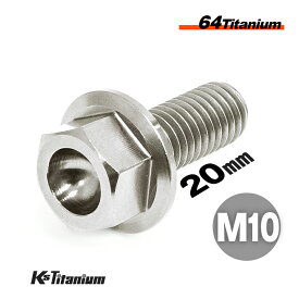 チタンボルト M10×20 P1.25 シルバー 1本 64チタン フランジボルト 全ネジ Ti-6Al-4V Gr5 チタン合金 バイク パーツ 自転車 ボルト M10 チタン カスタム ドレスアップ 旧車 レストア 修理 部品