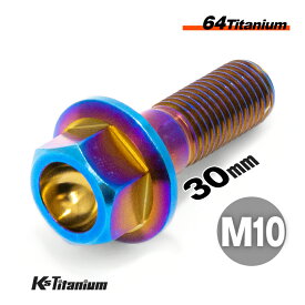 チタンボルト M10×30 P1.25 単品 1本売り 64チタン フランジボルト スレッド 20mm Ti-6Al-4V Gr5 チタン合金 バイク パーツ 自転車 ボルト M10 チタン カスタム ドレスアップ 旧車 レストア 修理 部品