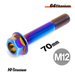 チタンボルト M12×70 P1.25 焼き色 1本 64チタン フランジボルト スレッド 25mm Ti-6Al-4V Gr5 チタン合金 バイク パーツ 自転車 ボルト M12 チタン カスタム ドレスアップ 旧車 レストア 修理 部品