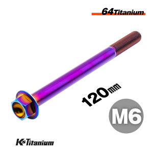 チタンボルト M6×120 P1.0 焼き色 1本 64チタン フランジボルト スレッド 20mm Ti-6Al-4V Gr5 チタン合金 バイク パーツ 自転車 ボルト M6 チタン カスタム ドレスアップ 旧車 レストア 修理 部品