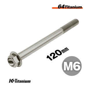 チタンボルト M6×120 P1.0 シルバー 1本 64チタン フランジボルト スレッド 20mm Ti-6Al-4V Gr5 チタン合金 バイク パーツ 自転車 ボルト M6 チタン カスタム ドレスアップ 旧車 レストア 修理 部品