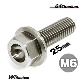 チタンボルト M6×25 P1.0 シルバー 1本 64チタン フランジボルト 全ネジ Ti-6Al-4V Gr5 チタン合金 バイク パーツ 自転車 ボルト M6 チタン カスタム ドレスアップ 旧車 レストア 修理 部品
