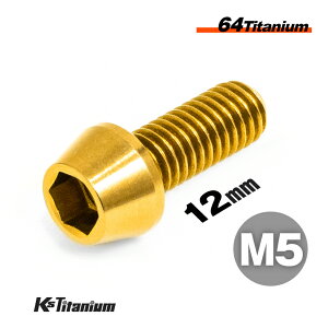 チタンボルト M5×12 P0.8 単品 1本売り 64チタン テーパーボルト 全ネジ Ti-6Al-4V Gr5 チタン合金 バイク パーツ 自転車 ボルト M5 チタン カスタム ドレスアップ 旧車 レストア 修理 部品