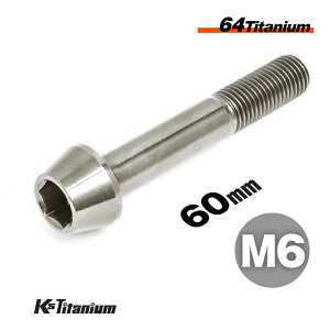チタンボルト M6×60 P1.0 シルバー 1本 64チタン テーパーボルト スレッド 25mm Ti-6Al-4V Gr5 チタン合金 バイク パーツ 自転車 ボルト M6 チタン カスタム ドレスアップ 旧車 レストア 修理 部品