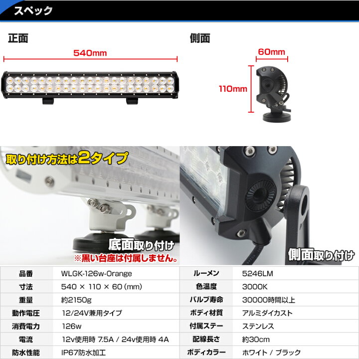 楽天市場 イカ釣り 集魚灯 おすすめ Led 集魚ライト 126w 選べるボディカラー ホワイト ブラック 夜焚き 照明に最適な オレンジ 発光 Dc 12v 24v 兼用 アジ イワシ タチウオ イサキ シラスウナギ 道具 船 船舶 漁船 に最適な 白ボディ 重機 除雪車 ライト
