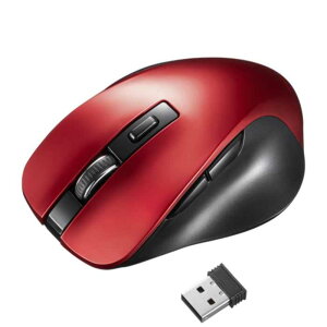 ワイヤレスブルーLEDマウス(5ボタン・レッド) ≪サンワサプライ≫ MA-WB518R 【離島 発送不可】