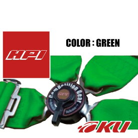 HPI レーシングハーネス 4点式（3インチ）グリーン FIA公認 運転席側 HPRH-4900GN-R