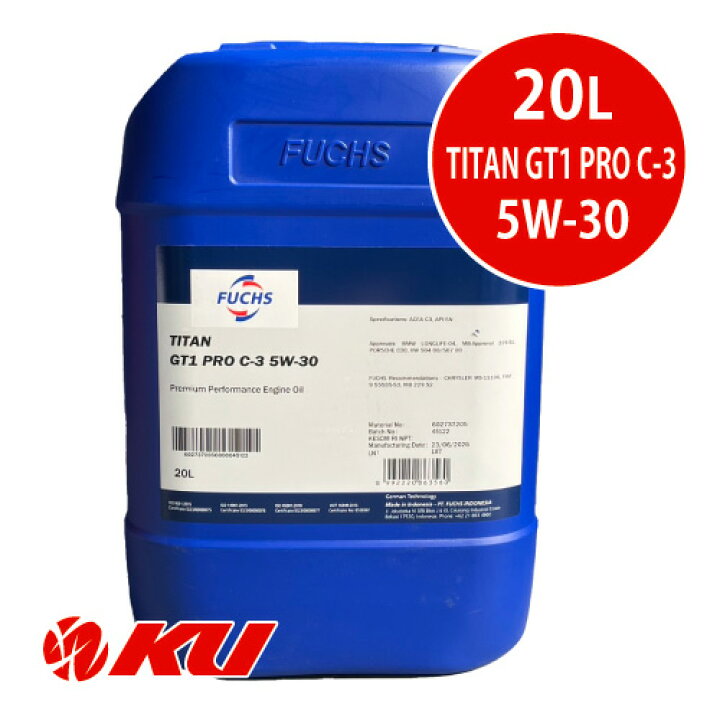楽天市場】日本正規品 FUCHS TITAN GT1 PRO C-3 SAE 5w-30 20L×1缶 