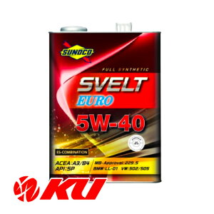 SUNOCO Svelt EURO 5W-40 4L×1缶 API:SP ACEA:A3/B4 全合成 エステル配合 スノコ スヴェルト ユーロ 5w40 エンジンオイル