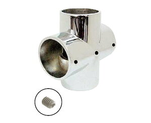 パイプ部品継手 クロス 25mm 回転止めネジ付 ダイカスト製 クローム【即日出荷】