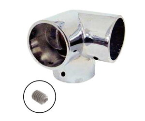 パイプ部品継手 三方エルボ 25mm 回転止めネジ付 ダイカスト製 クローム【即日出荷】