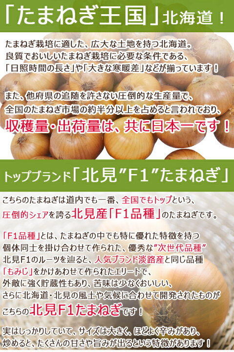 楽天市場】北海道 北見F1 ”たまねぎ” 秀品 約10kg 大玉L〜LLサイズ 玉葱【予約 8月末以降】 送料無料 : くらし快援隊〜お中元お歳暮ギフト 楽天市場】北海道 北見F1 ”たまねぎ” 秀品 約10kg 大玉L〜LLサイズ 玉葱【予約 8月末以降】 送料無料 : くらし快援隊〜お中元お歳暮ギフト