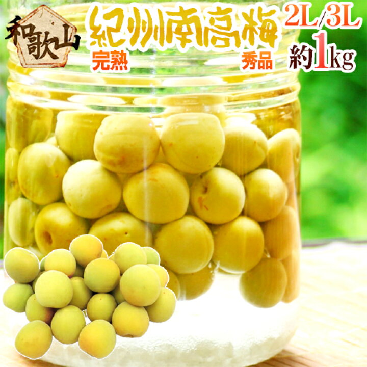 楽天市場】”紀州・和歌山産 南高梅 完熟” 秀品 2L〜3L 約1kg《10キロ 