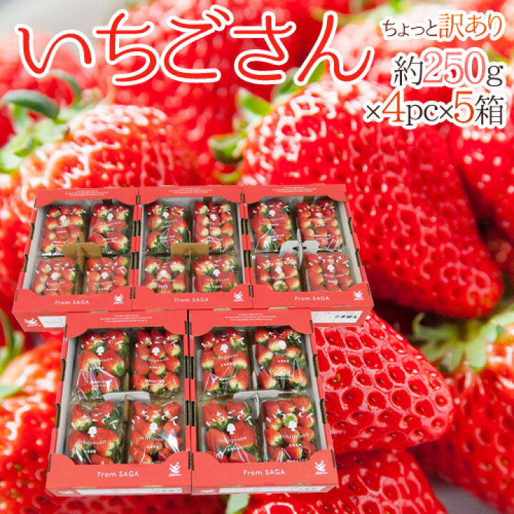 楽天市場】佐賀 ”いちごさん” ちょっと訳あり 約250g×4パック×《5箱  