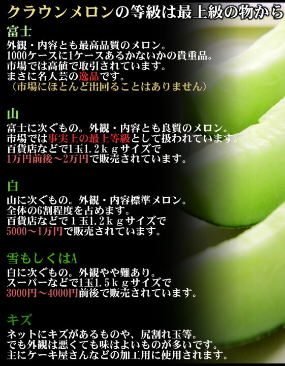楽天市場】静岡産 ”クラウンメロン”【最高等級 山】大玉 約1.8kg 化粧 