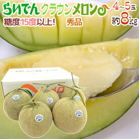 北海道メロン ”らいでんクラウン” 4〜5玉 約8kg【予約 7月末以降】 送料無料