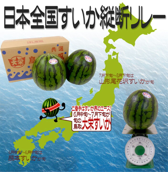 専門ショップ 鳥取県北栄町スイカ2個入り 箱込み13.6キロ v14尾花沢すいか2玉 3680円 10〜11kg 山形県産 訳あり家庭用