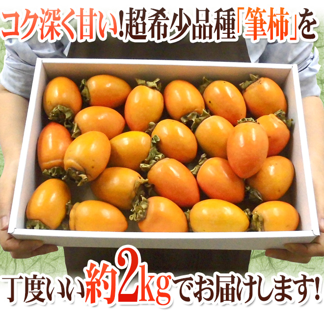 愛知県 幸田町 ”筆柿” 秀品 L〜3L 送料無料 約2kg ふで柿 通販